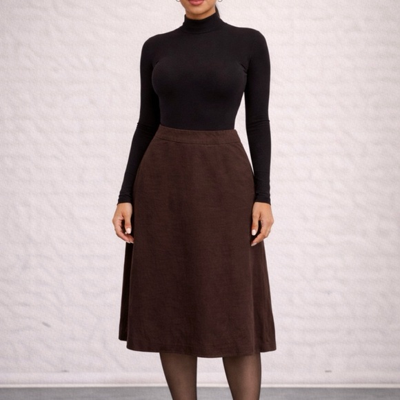Covington Dresses & Skirts - Covington Brown Stretch Skirt linen blend a-line skirt western whimsigoth